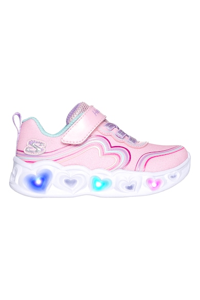 Skechers Heart Lights - Retro Hearts csillámos dizájnú tépőzáras sneaker LED-fényekkel Lány