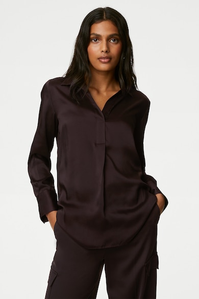 Marks & Spencer Сатинирана блуза с остра яка Жени