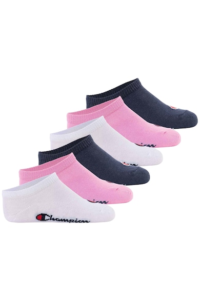 Set de sosete pana la glezna - 6 perechi - Alb - Roz - Albastru -
