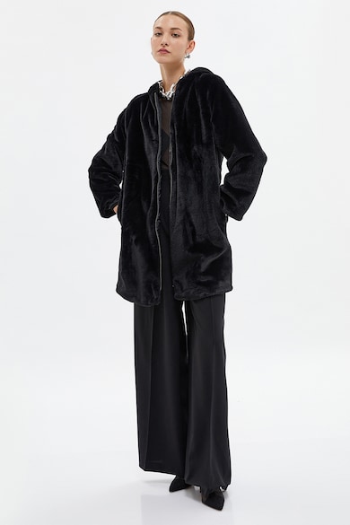 KOTON Bolyhos kabát kapucnival női
