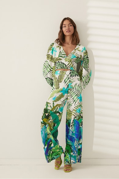 KOTON Pantaloni cu model tropical si talie inalta Femei