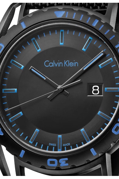 CALVIN KLEIN Ceas negru si albastru cu curea textila Earth Barbati