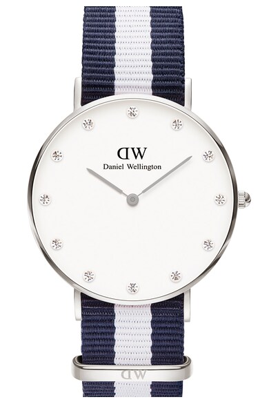 Daniel Wellington Ceas argintiu cu o curea in dungi Femei