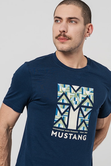 Mustang Tricou cu imprimeu logo si decolteu la baza gatului Austin Barbati