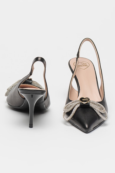 Love Moschino Pantofi slingback din piele cu aplicatii cu strasuri Femei