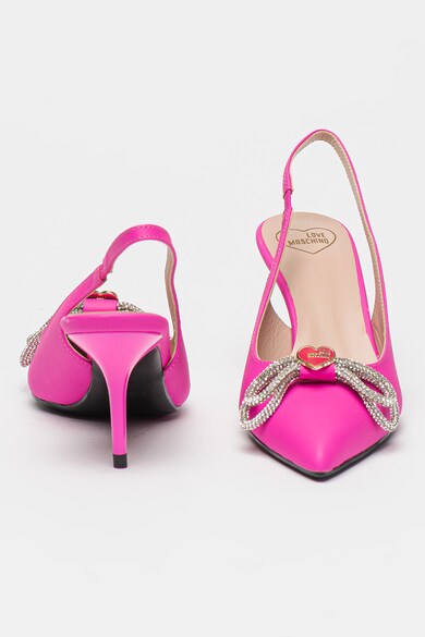 Love Moschino Кожени обувки с отворена пета и декоративни камъни Жени