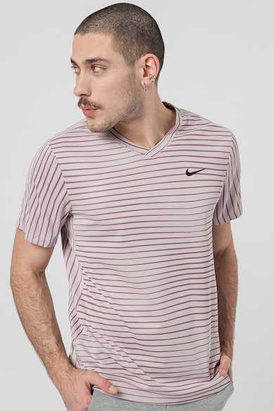 Nike Tricou cu tehnologie Dri-Fit si model in dungi, pentru tenis Barbati