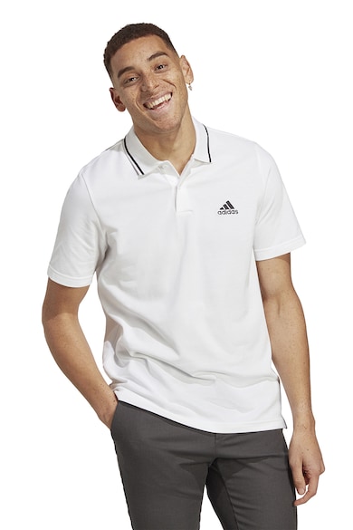 adidas Sportswear Памучна тениска с цепка с копчета и яка Мъже