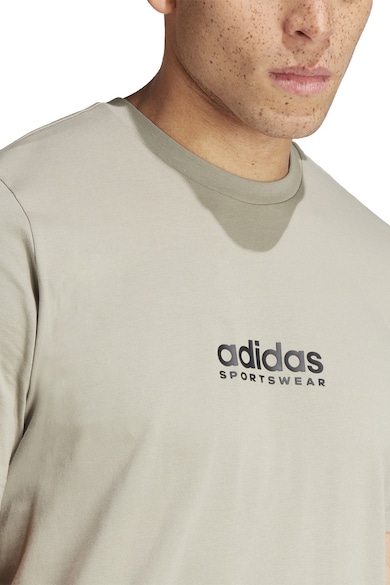 adidas Sportswear Tricou din bumbac cu decolteu la baza gatului, logo si imprimeu pe partea din spate Barbati