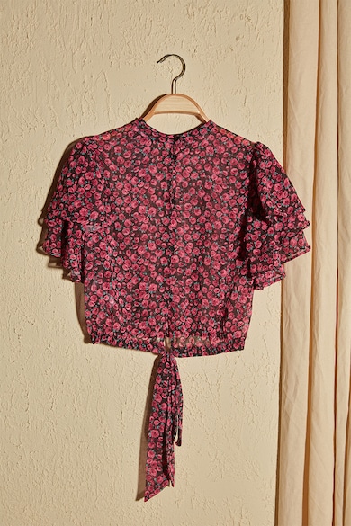 Trendyol Къса ефирна блуза с флорална шарка Жени