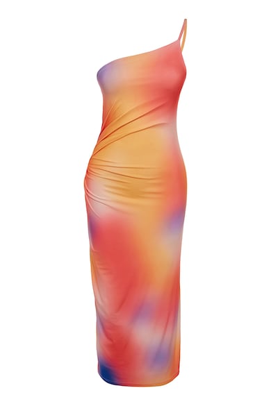 Trendyol Rochie cu imprimeu abstract si decolteu asimetric Femei