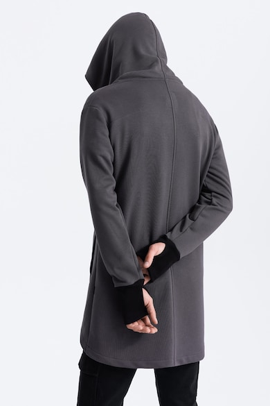 OMBRE Cipzáros pulóver kapucnival és aszimmetrikus alsó szegéllyel férfi
