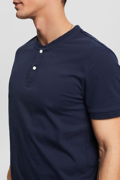 Esprit Tricou de bumbac organic cu decolteu Henley Barbati