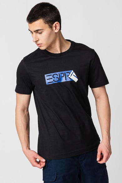 Esprit Памучна тениска с овално деколте и лого Мъже