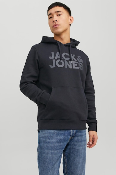 Jack & Jones Logómintás kapucnis pulóver kenguruzsebbel férfi
