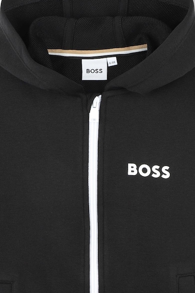 BOSS Kidswear Kapucnis cipzáros pulóver oldalzsebekkel Fiú
