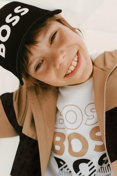BOSS Kidswear Logómintás pamutpóló Fiú