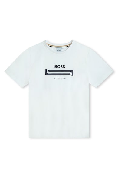 BOSS Kidswear Mintás pamut póló és rövidnadrág szett Fiú