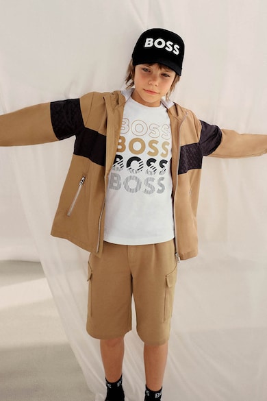 BOSS Kidswear Logómintás pamutpóló Fiú