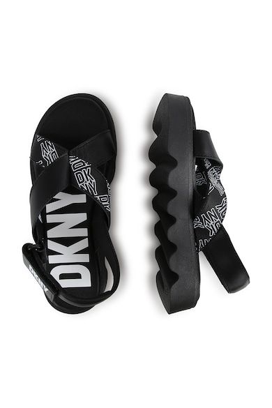 DKNY Sandale din piele cu inchidere cu velcro si logo Fete