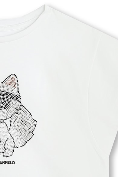 KARL LAGERFELD KIDS Къса памучна тениска с декоративни камъни Момичета