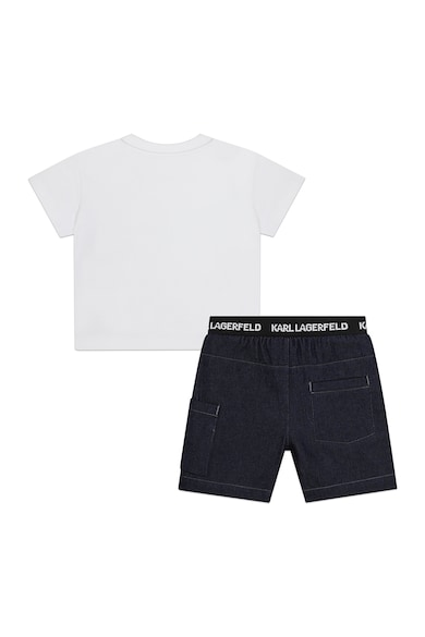 KARL LAGERFELD KIDS Set de tricou si pantaloni scurti din amestec de lyocell cu logo Baieti