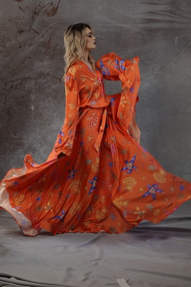 MIAU by Clara Rotescu Molinos selyemtartalmú virágmintás ruha női