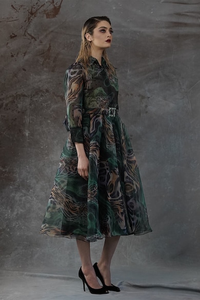 MIAU by Clara Rotescu Xela absztrakt mintájú bővülő fazonú ruha női