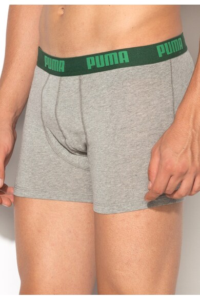 Puma Set de boxeri gri melange cu dungi verzi - 2 perechi Barbati