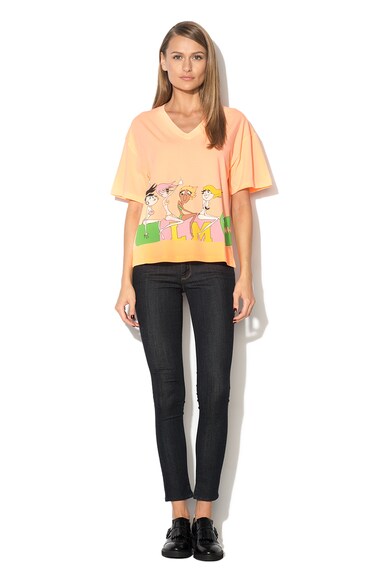 Love Moschino Tricou oranj neon cu imprimeu Femei