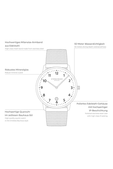 Sterzinger München Кварцов часовник Urban 19093 от неръждаема стомана Мъже