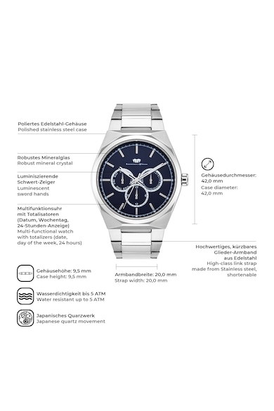 Rhodenwald & Söhne Мултифункционален кварцов часовник Мъже