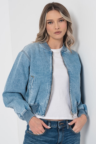 Diesel Jacheta crop de denim cu fermoar Femei