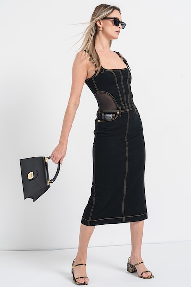 Versace Jeans Couture Szögletes nyakú ruha enyhén áttetsző panelekkel női
