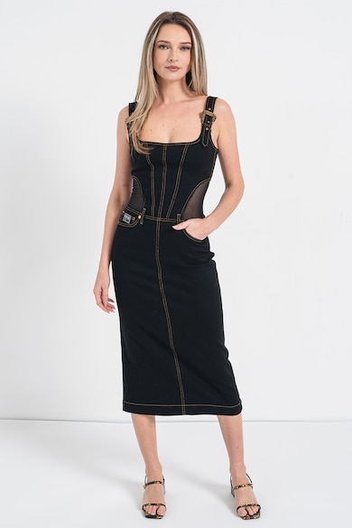 Versace Jeans Couture Szögletes nyakú ruha enyhén áttetsző panelekkel női