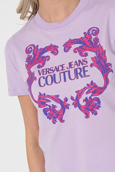Versace Jeans Couture Памучна тениска с барокова щампа Жени