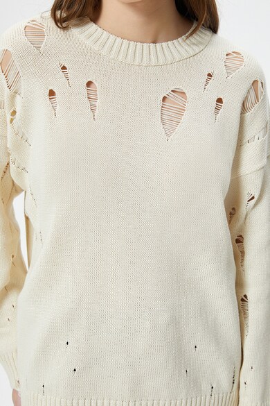 KOTON Kerek nyakú pulóver szaggatott részletekkel női