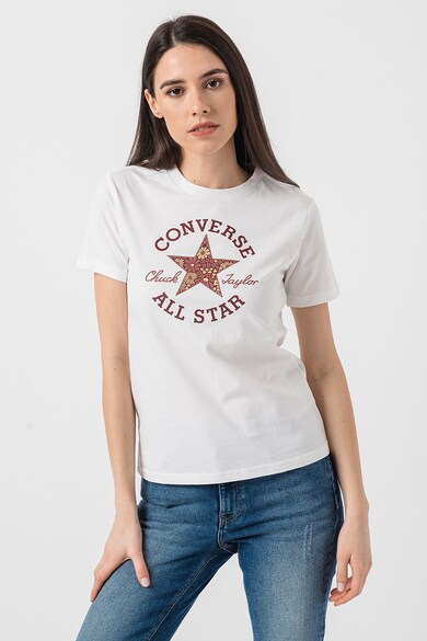 Converse Tricou cu model floral si logo Floral Femei