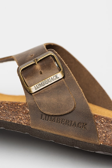 Lumberjack Papuci din piele cu bareta separatoare Flint Barbati