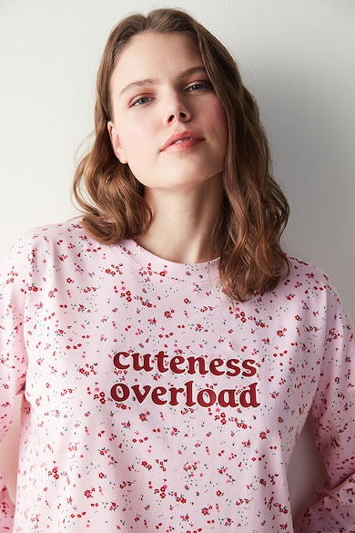 Penti Bluza de pijama de bumbac cu imprimeu Femei