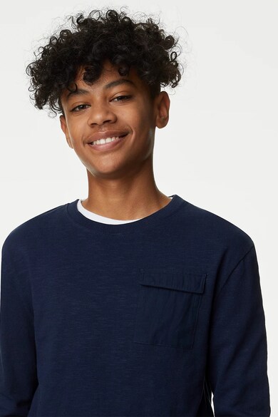 Marks & Spencer Блуза с овално деколте и пришит джоб Момчета
