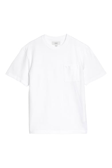 Marks & Spencer Памучна тениска с пришит джоб на гърдите Мъже