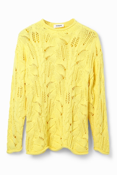 DESIGUAL Уголемен пуловер с ажур Жени