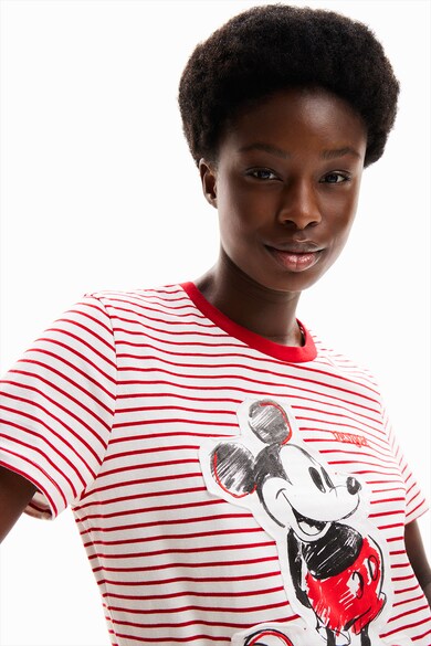 DESIGUAL Tricou cu model in dungi Mickey Mouse Femei