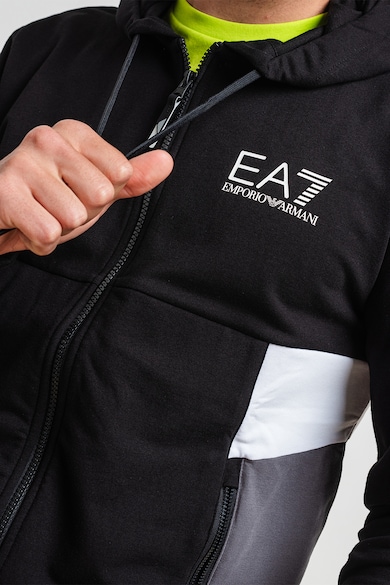 EA7 Colorblock dizájnú cipzáros pulóver kapucnival férfi