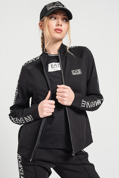 EA7 Cipzáros modáltartalmú pulóver logós csíkokkal női
