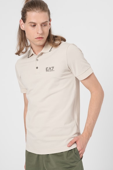 EA7 Tricou polo din material pique cu logo pe piept Barbati
