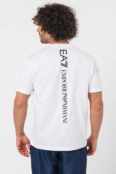 EA7 Kerek nyakú logómintás pamutpóló férfi