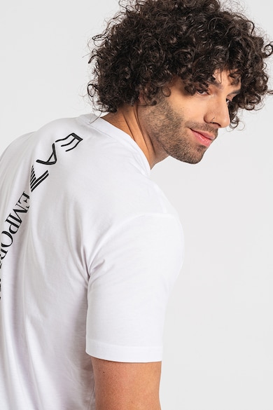 EA7 Памучна тениска с овално деколте и лого Мъже