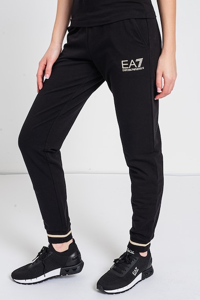 EA7 Pantaloni de trening din amestec de bumbac cu imprimeu logo Femei